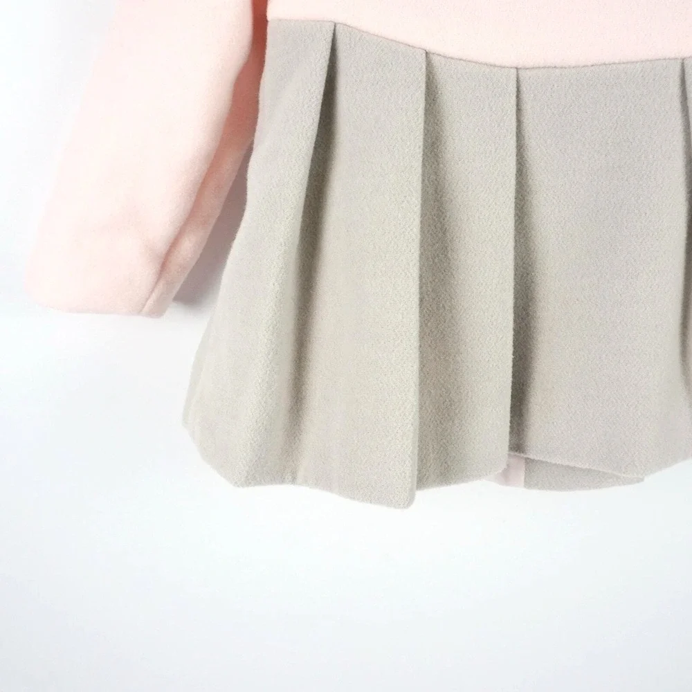 Tahari Baby Coat‎ Kids 6-9M Pink Grey Colorblock Pleated Outerwear